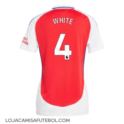 Camisa de Futebol Arsenal Ben White #4 Equipamento Principal Mulheres 2024-25 Manga Curta